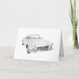 Black and White Mercedes convertible greeting Card