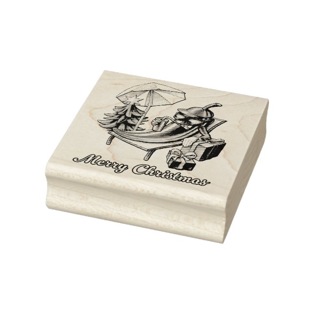 Black And White Merry Christmas Chilli Rubber Stamp (Stamp)