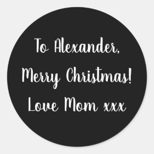 Black and White Merry Christmas from Mum gift tag