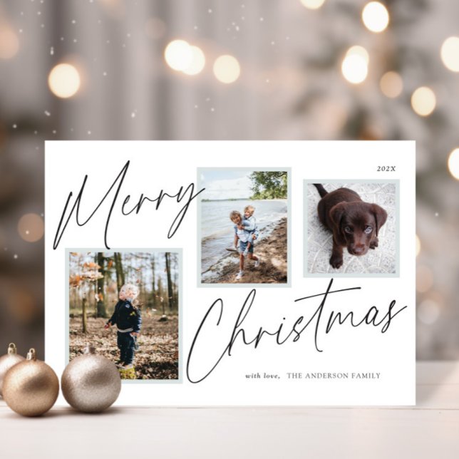 Black and White Merry Christmas Photo Holiday Card (Creator Uploaded)