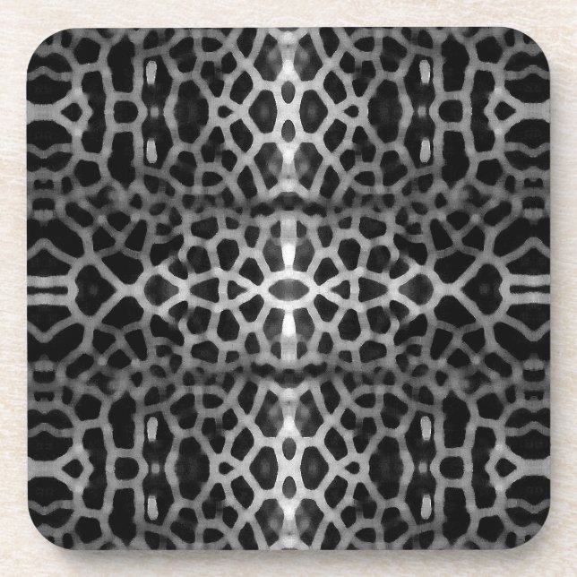 Black and white mesh pattern coaster (Front)