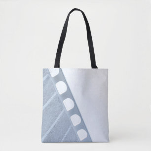 Black and white metal frame tote bag