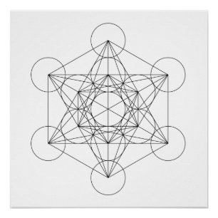 Black and White Metatron's Cube Poster