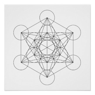 Black and White Metatron's Cube Poster