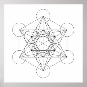Black and White Metatron's Cube Poster