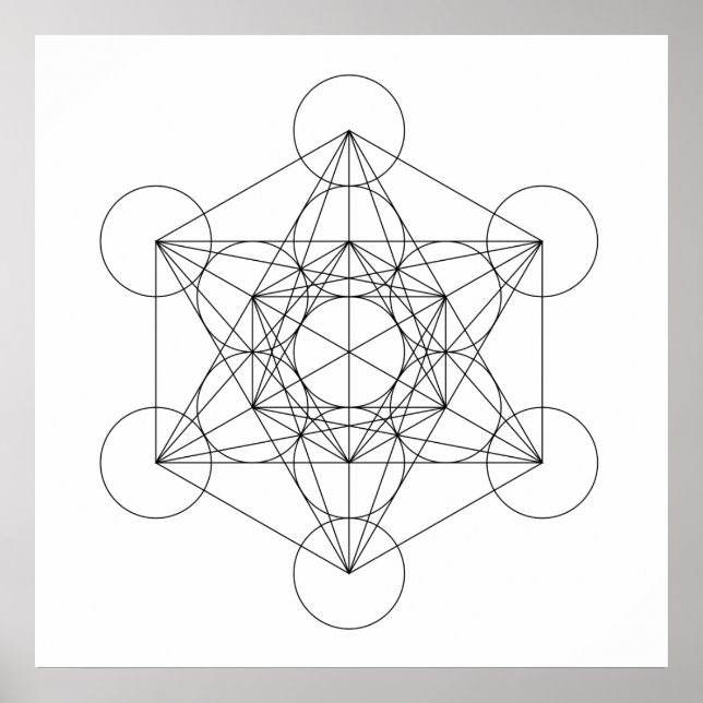 Black and White Metatron's Cube Poster (Front)