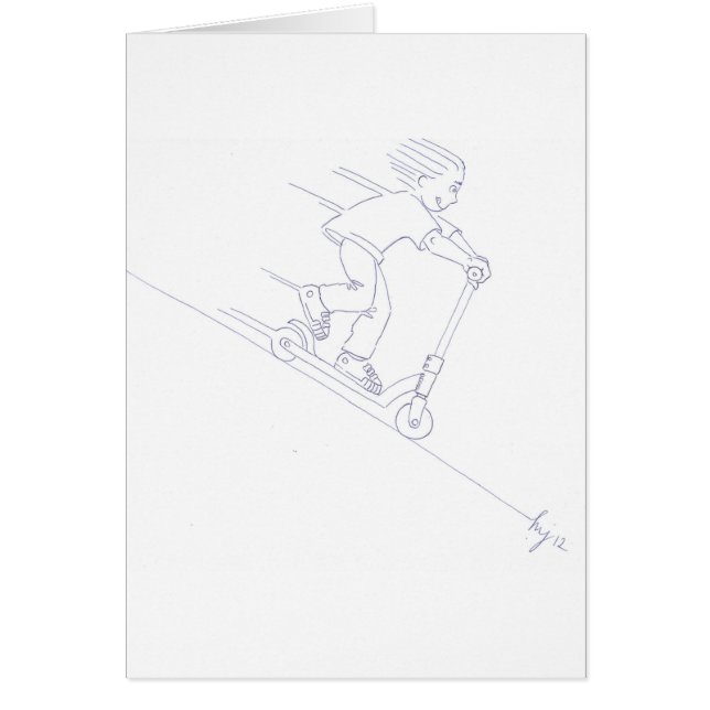 black and white micro scooter microscooter cartoon (Front)