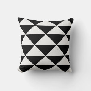 Black and White Mini Tiled Triangle Geometric Cushion