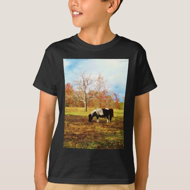 Black and White Miniature Pony / Horse T-Shirt (Front)