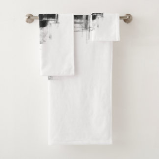 Black and White minimal Abstract Art Nr111 Bath Towel Set
