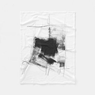 Black and White minimal Abstract Artistic Fleece Blanket