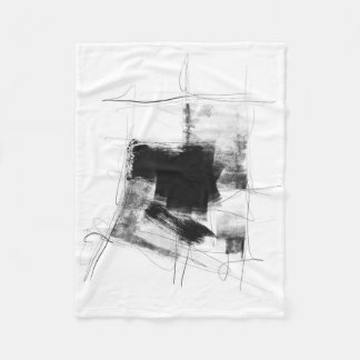 Black and White minimal Abstract Artistic Fleece Blanket
