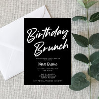 Black and White Minimal Birthday Brunch Invitation