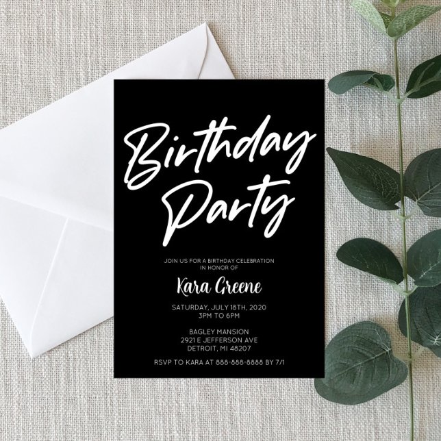 Black and White Minimal Birthday Party Invitation (Creator Uploaded)