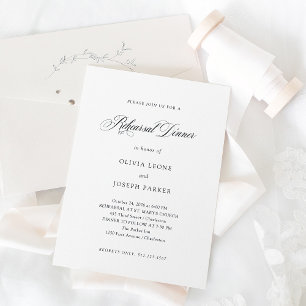 Black and White Minimal Elegance Rehearsal Dinner Invitation