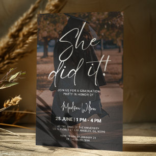 Black and white minimal graduation party invite