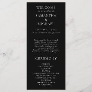 Black and white minimal modern program wedding