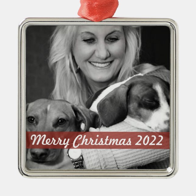 Black and White Minimal Ornament Owner With Pet (Front)