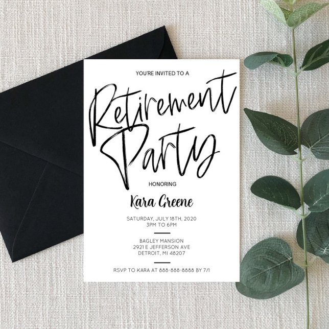 Black and White Minimal Retirement Party Invitation (Creator Uploaded)