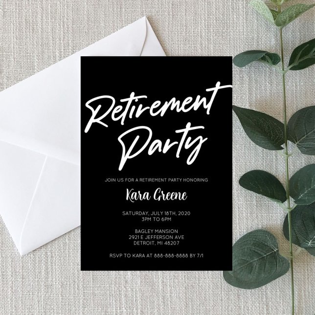 Black and White Minimal Retirement Party Invitation (Creator Uploaded)