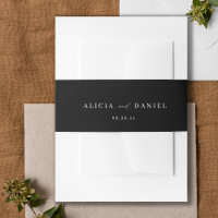 Black and white minimal script wedding invitation