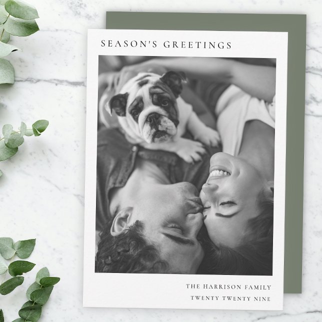 Black and White Minimal Simple Christmas Photo Holiday Card (Share warm festive style with a minimalist Season’s Greetings card by Guava)