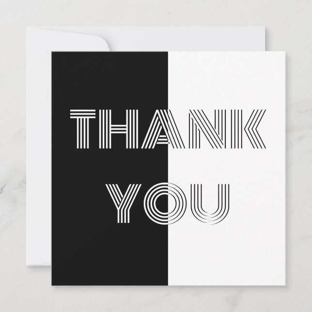 Black and White Minimal Simple Modern Op Art Thank You Card (Front)