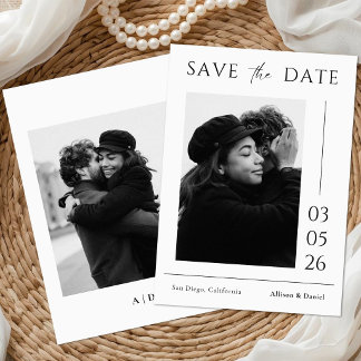 Black And White Minimal Typography Photo Wedding Save The Date