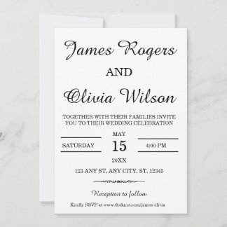 Black and White Minimal Wedding Invitation