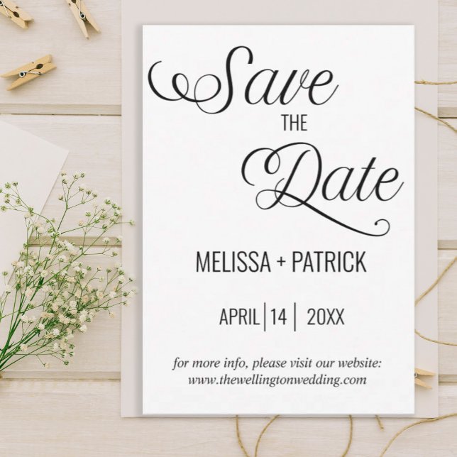 Black and White Minimal Wedding Save The Date (Creator Uploaded)