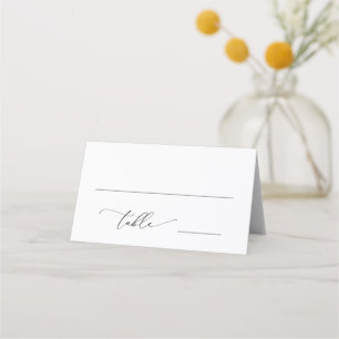 Black and White Minimalist 1 Wedding Table Number  Place Card
