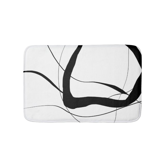 Black and White Minimalist Abstract Art Bath Mat (Front)