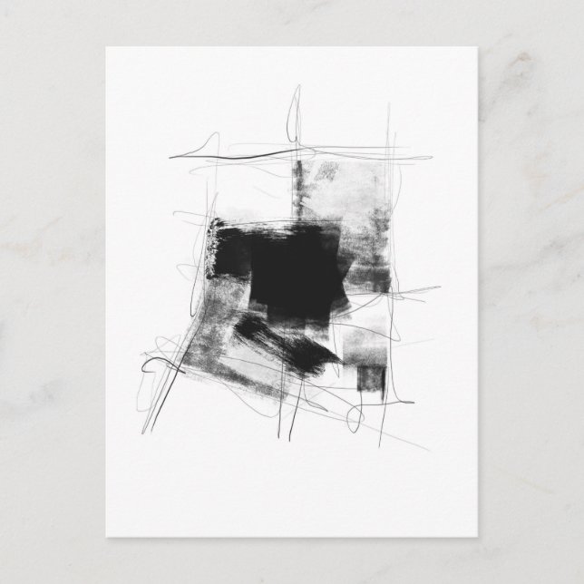 Black and White minimalist Abstract Art Postcard (Front)