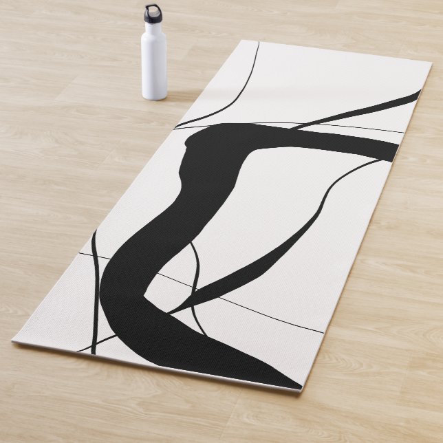 Black and White Minimalist Abstract Art Yoga Mat (In Situ)