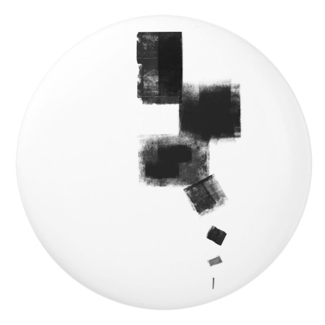 Black and White minimalist Abstract geometric Ceramic Knob (Front)