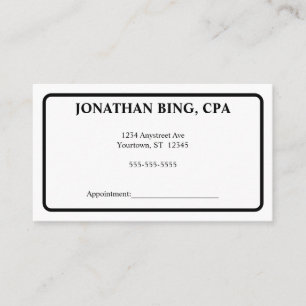 Black and White Minimalist Accountant Finance Business Card
