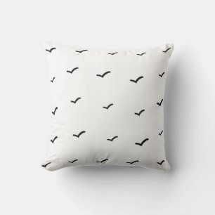 Black and White Minimalist Birds Pattern/Print Cushion