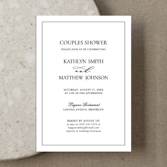 Black and White Minimalist Border Couples Shower Invitation (Creator Uploaded)