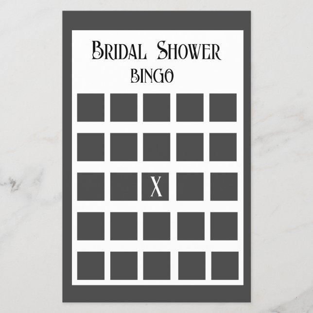 Black and White Minimalist Bridal Shower Bingo Flyer (Front)