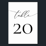 Black and White Minimalist Calligraphy Table Numbe Number<br><div class="desc">Beautiful,  elegant,  modern and minimalist,  table number card. Fully customisable. **PLEASE NOTE: To order,  simply adjust your table number and add each number to your cart separately. Then check out once you are finished.</div>