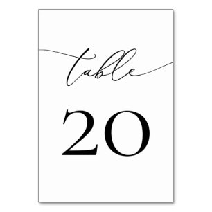 Black and White Minimalist Calligraphy Table Numbe Number