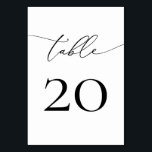 Black and White Minimalist Calligraphy Table Numbe Table Number<br><div class="desc">Beautiful,  elegant,  modern and minimalist,  table number card. Fully customisable. **PLEASE NOTE: To order,  simply adjust your table number and add each number to your cart separately. Then check out once you are finished.</div>