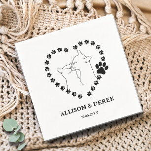 Black and White Minimalist Cats Pet Wedding  Napkin