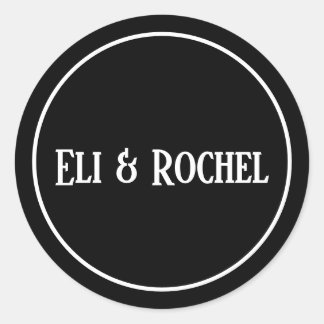 Black and white minimalist classic round sticker