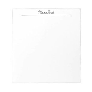 Black and white minimalist custom name notepad