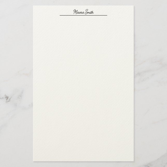 Black and white minimalist custom name stationery (Front)