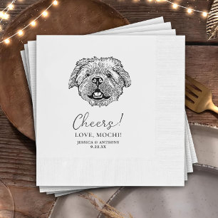 Black and White Minimalist Dog  Cheers Pet Wedding Napkin