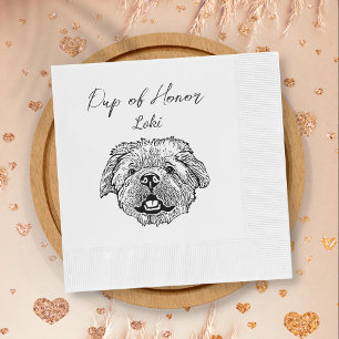 Black and White Minimalist Dog Pet Hand Wedding Napkin