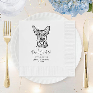 Black and White Minimalist Dog Pet Wedding Napkin