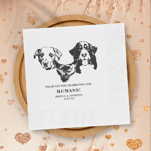 Black and White Minimalist Dog Pet Wedding Napkin